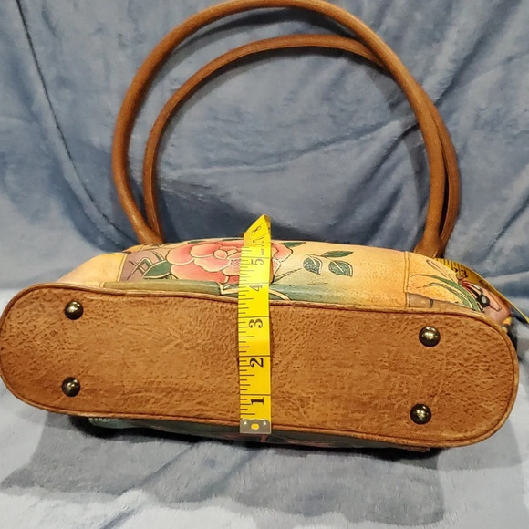 Anuschka butterfly floral double handle handpainted leather shoulder bag nwot - Picture 7 of 11